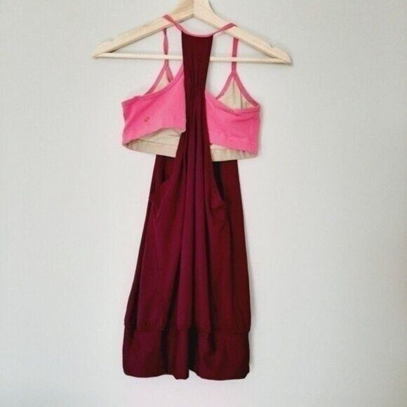 LULULEMON No Limit Tank Pink & Purple Bulit in Bra Sz 2 / XS Flawed - Picture 6 of 12